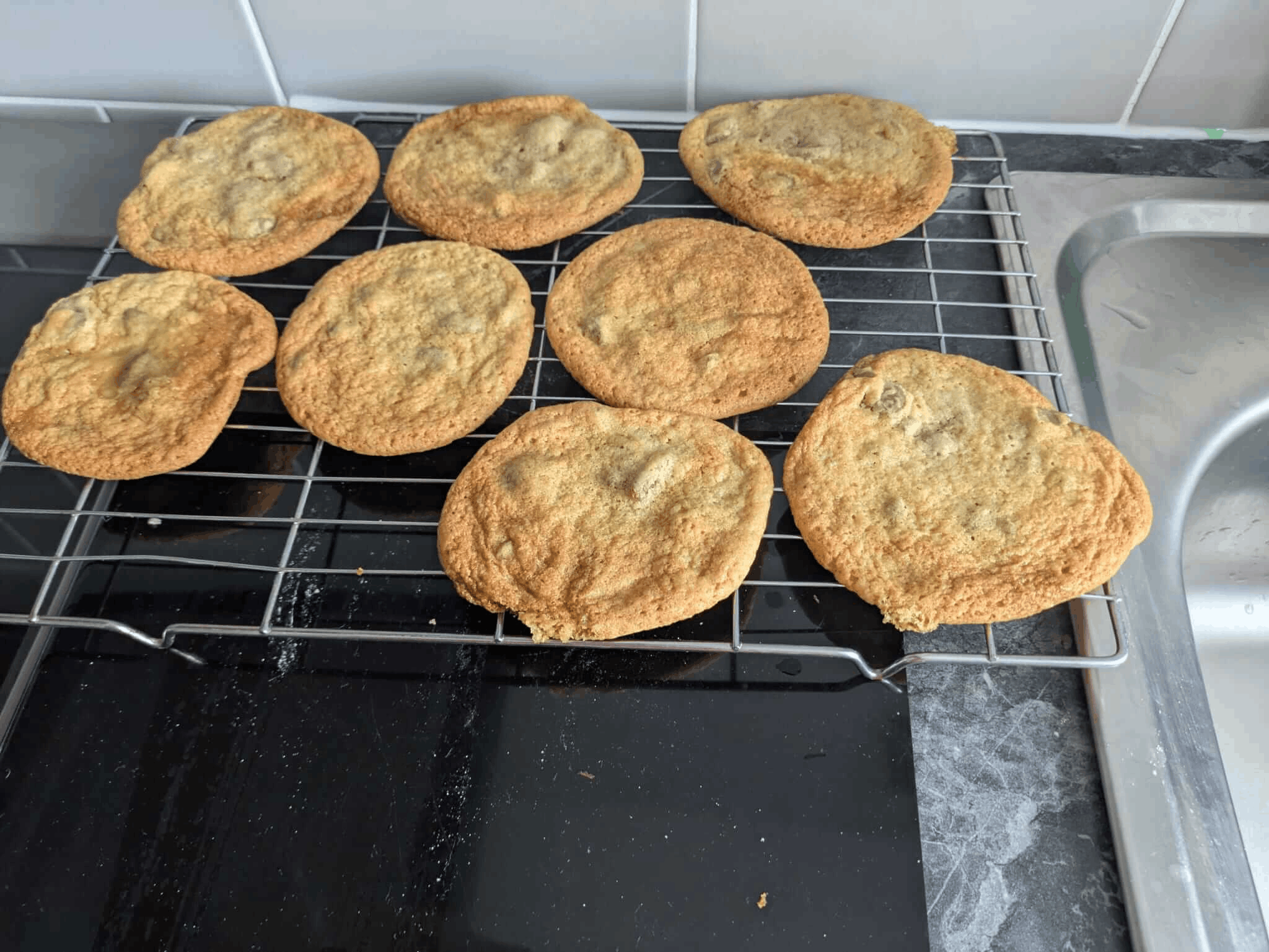 Illustration of soft chocolate chip cookies on a baking tray